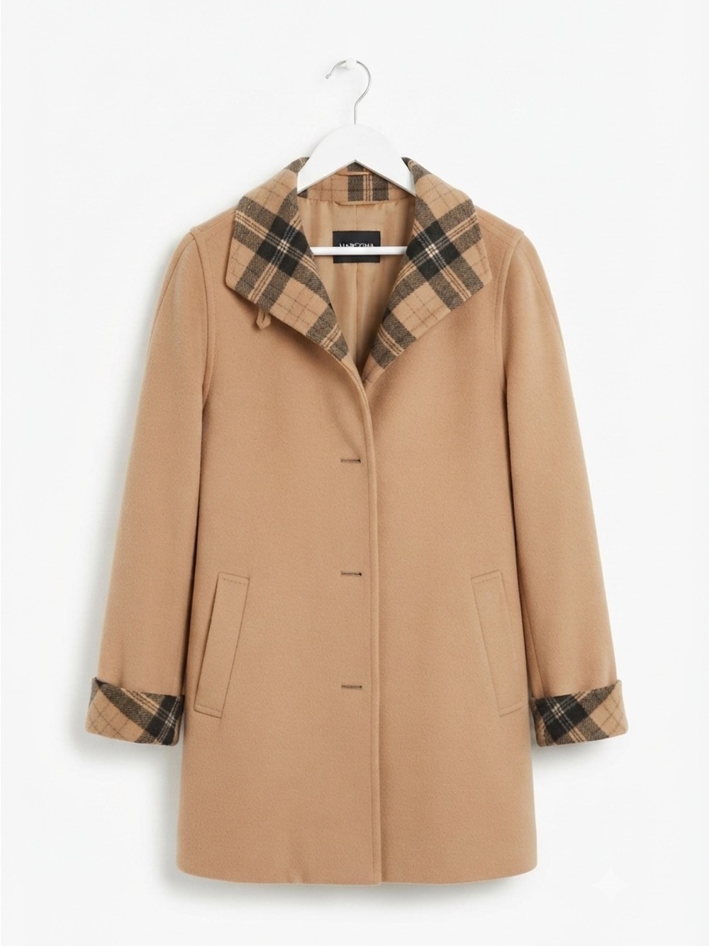 MarCona Coat Camel Plaid Sz 12 Matching Scarf